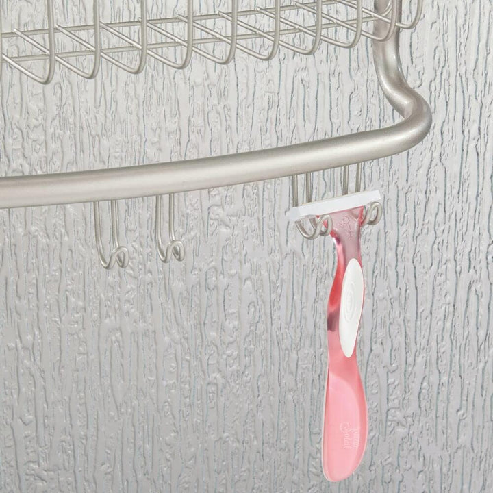 mDesign Duschablage zum Hängen über die Duschtür – praktisches Duschregal ohne Bohren – mit Saugnäpf