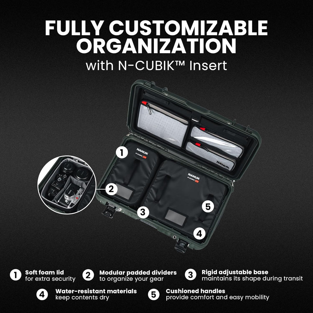 NANUK 935 Pro Foto mit N-Cubik - Wasserdichter Reisekamera-Hartschalenkoffer mit 13S & 13M N-Cubik E