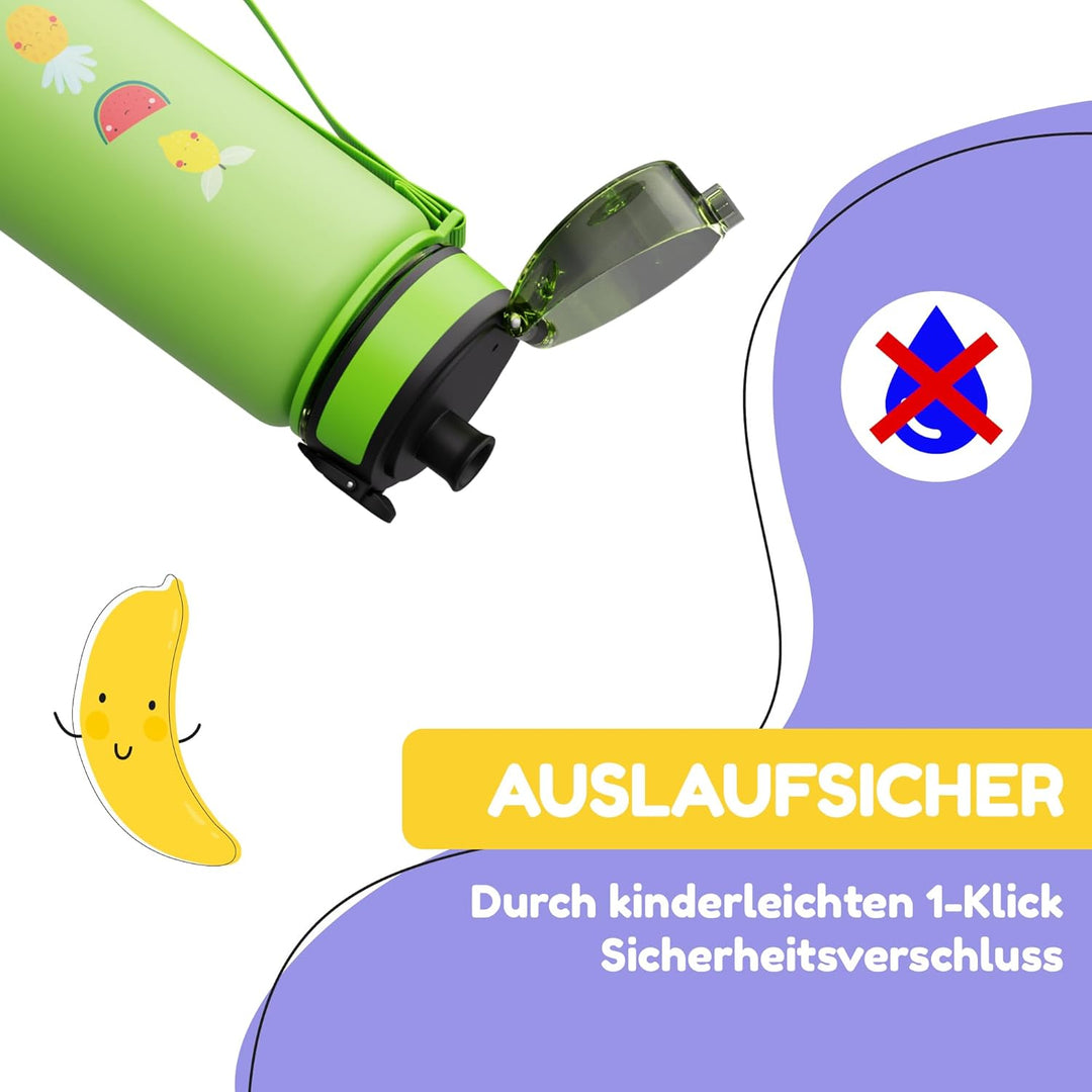 schmatzfatz Trinkflasche Kinder 500ml - Auslaufsicher, BPA-frei, 1-Klick-Verschluss, Tritan, Kinderf