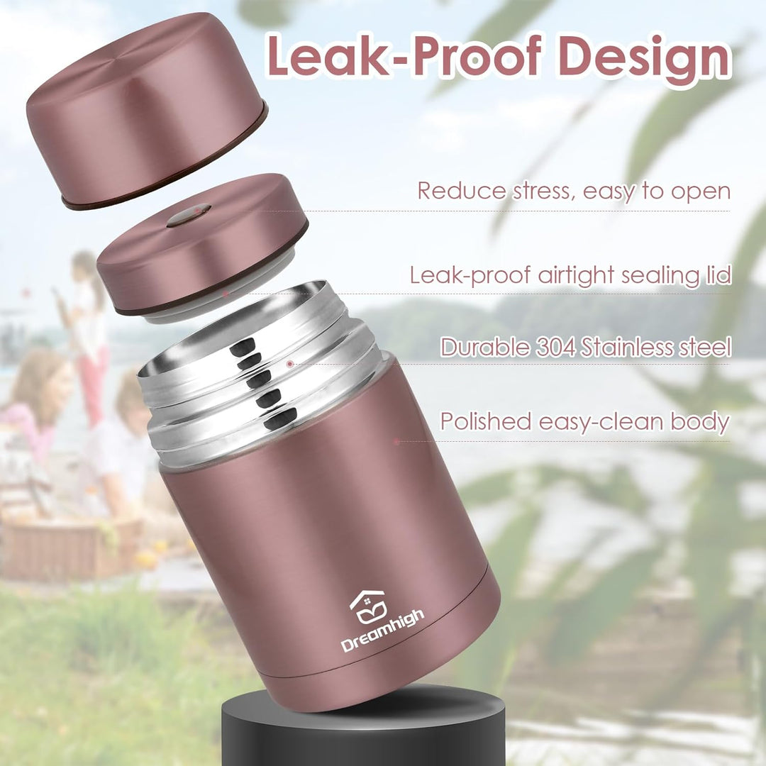 Dreamhigh® Thermobehälter für Essen 800 ml, Edelstahl Warmhaltebehälter Speisegefäss für Essen, Ther
