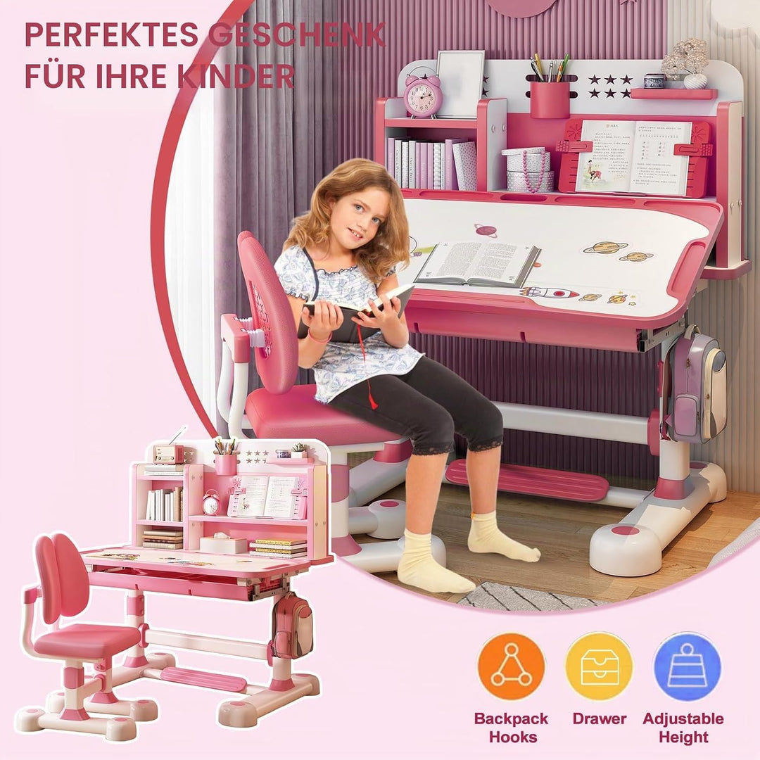 Kinder-Schreibtisch- und Stuhl-Set, Kinderschreibtische für Jungen, Mädchen, Schreibtisch für Kinder