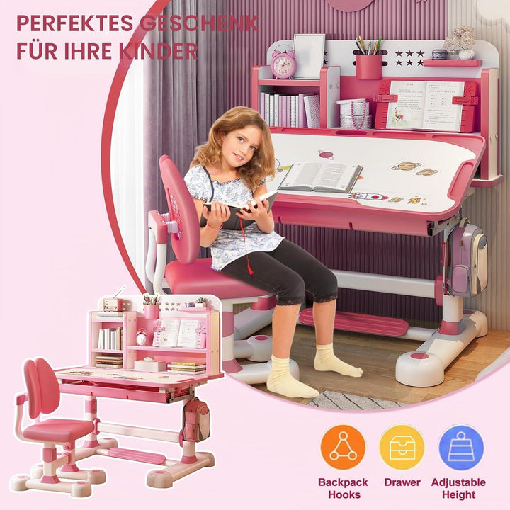 Kinder-Schreibtisch- und Stuhl-Set, Kinderschreibtische für Jungen, Mädchen, Schreibtisch für Kinder
