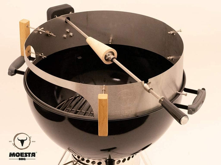 MOESTA-BBQ 19209 - FeuerTüte – Lebensmittelechte Rotisserie-Buchenholzrolle für Baumstriezel - Halte