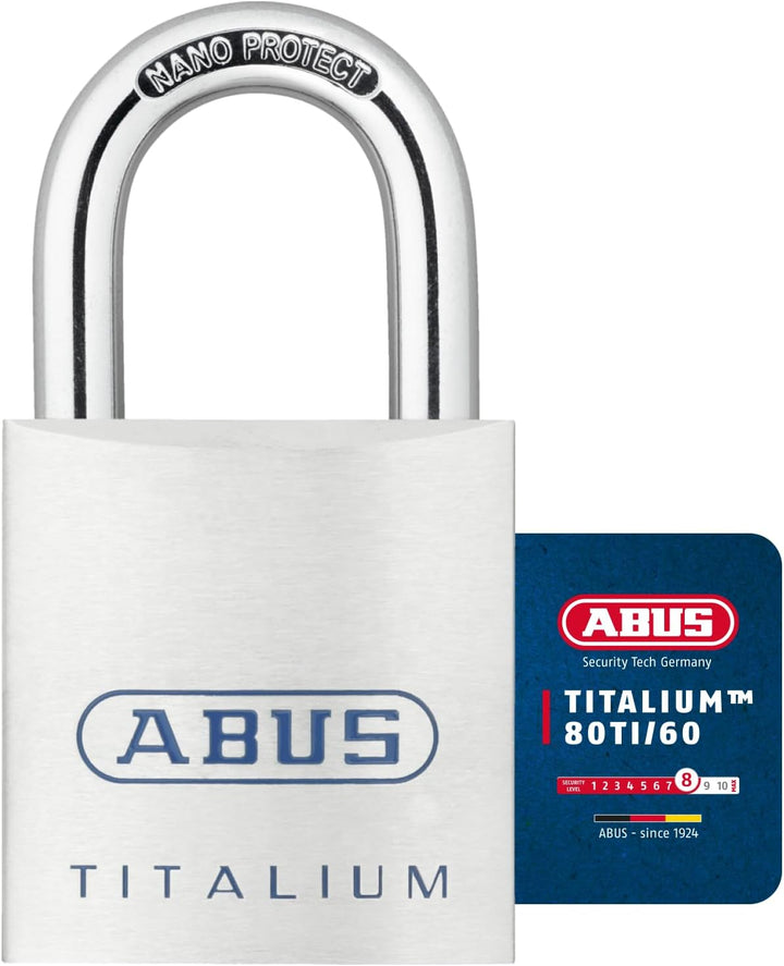 ABUS Titalium Vorhängeschloss 80TI/60 gl.-8011 - gleichschliessend - Kellerschloss mit leichtem, mas
