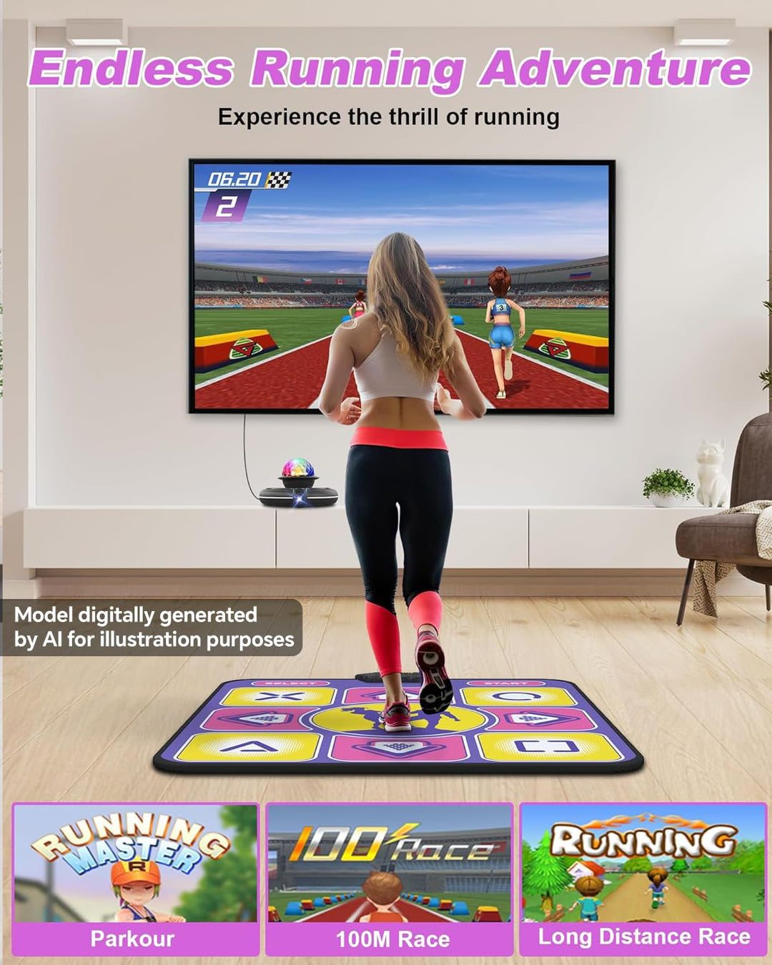 Tanzmatte - rutschfest Mit Kamera für TV, Kabelloser Controller, Spass Spiel für Kinder & Erwachsene