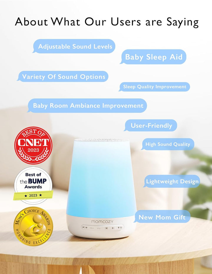 Momcozy DB03 White Noise Machine Baby, Mit 34 Geräuschen Therapy, Nachtlicht, 7 Farben APP-Steuerung