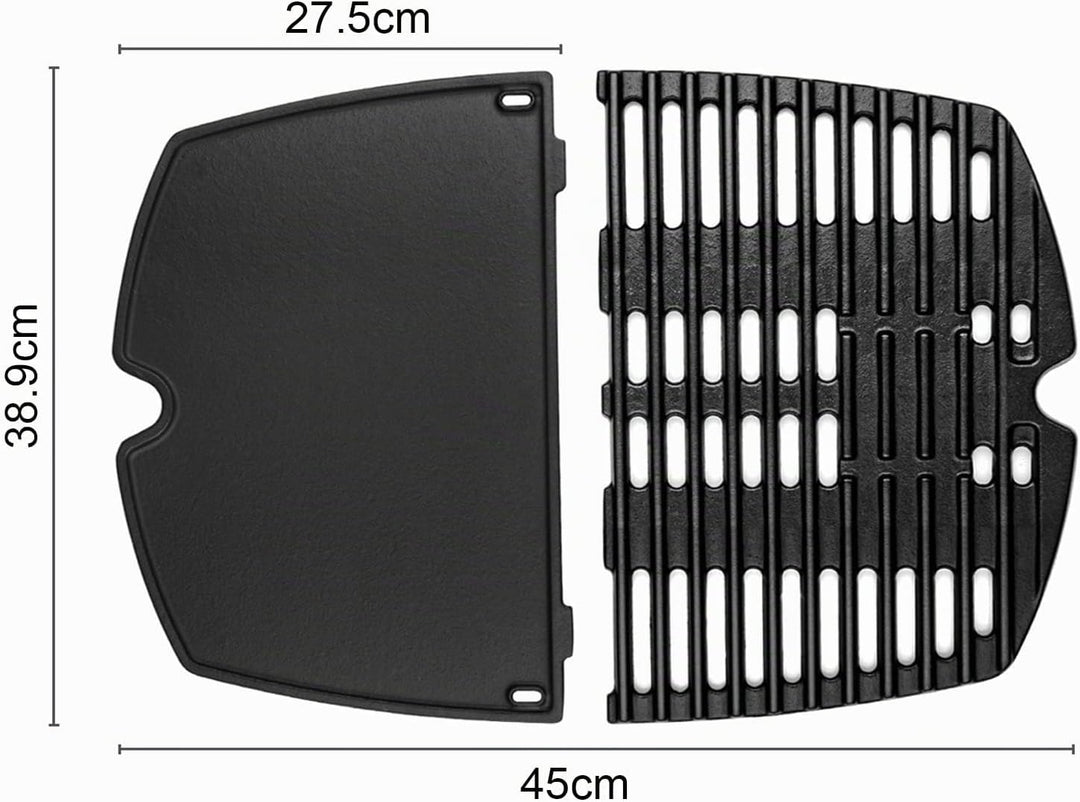 7645 Grillrost Gusseisen für Weber Q200, Q220, Q2000, Q2200 Series, 27,3 x 38,9 cm Grillpfanne ersat