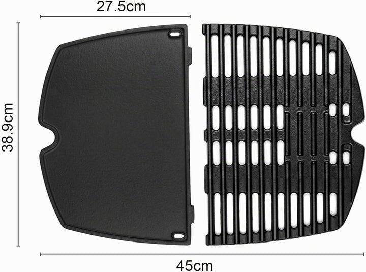 7645 Grillrost Gusseisen für Weber Q200, Q220, Q2000, Q2200 Series, 27,3 x 38,9 cm Grillpfanne ersat