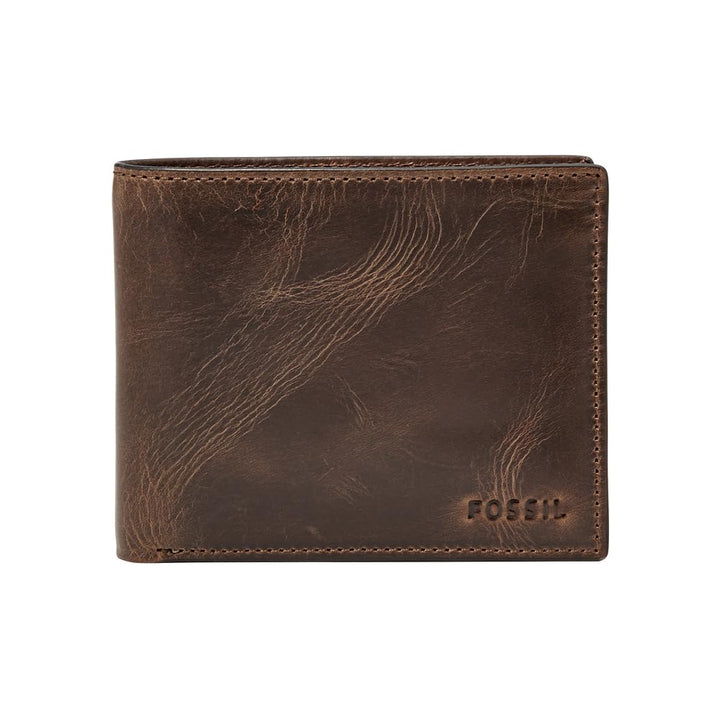 Fossil Herren Derrick Leder Bifold Geldbörse 11,43 cm L x 1,905 cm B x 8,89 cm H Dunkelbraun, Dunkel
