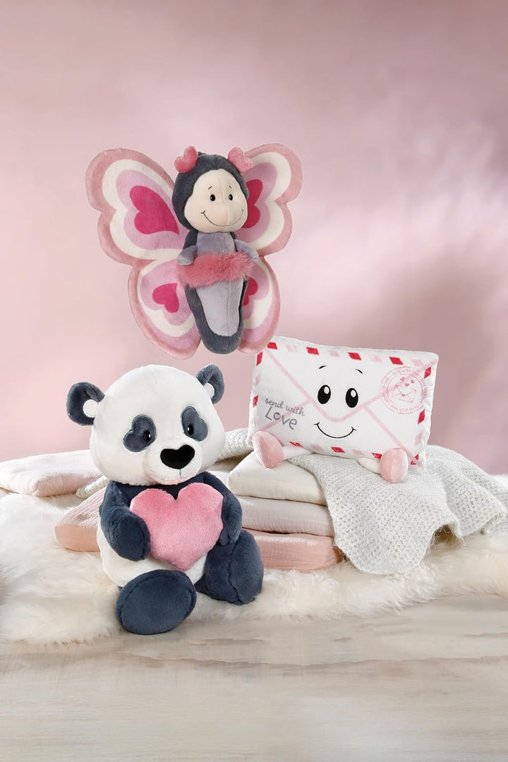 NICI Kuscheltier Love Panda mit Herz 25cm - schwarz - Weiches Plüschtier – niedliches Stofftier zum