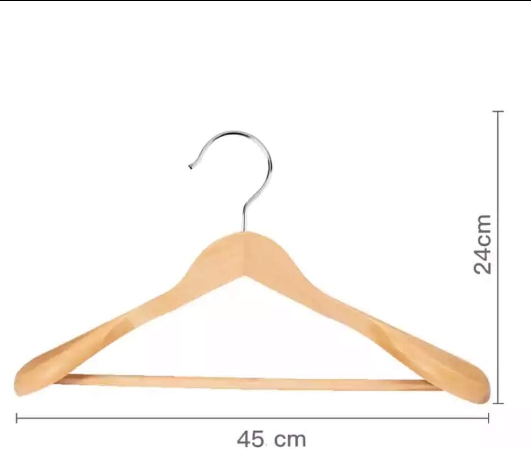 10 Stück Massivholz Kleiderbügel für Anzüge – Extra Breite Schultern, rutschfest, 360° Drehbarer Hak