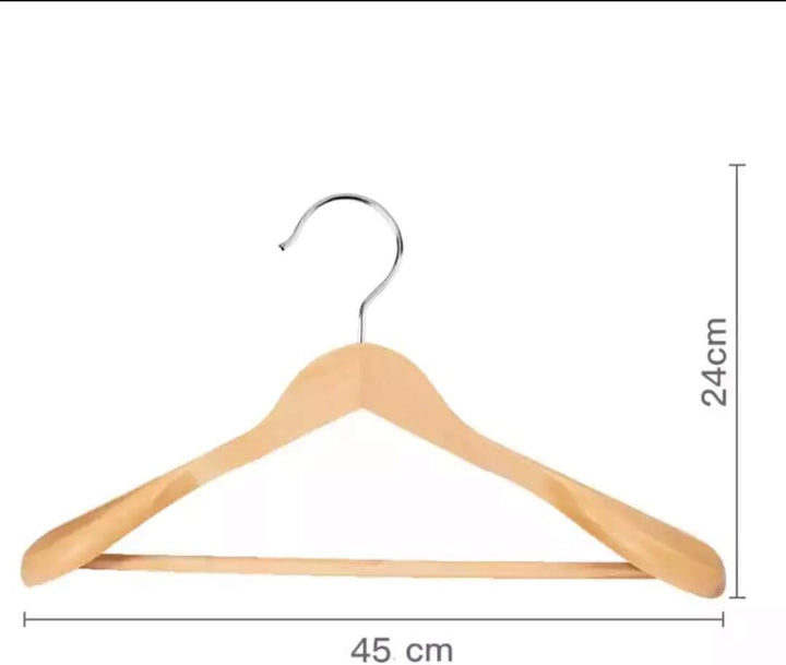 10 Stück Massivholz Kleiderbügel für Anzüge – Extra Breite Schultern, rutschfest, 360° Drehbarer Hak