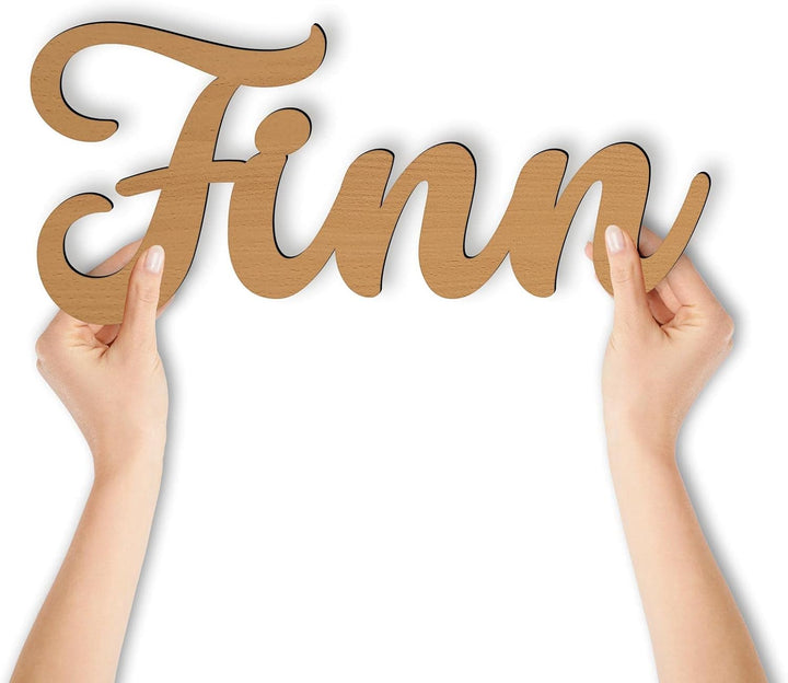 Namenslampe Holz Name Finn Schriftzug I Wandlampe Geschenk Kinder &amp; Erwachsene Wohnzimmer Kinderzimm