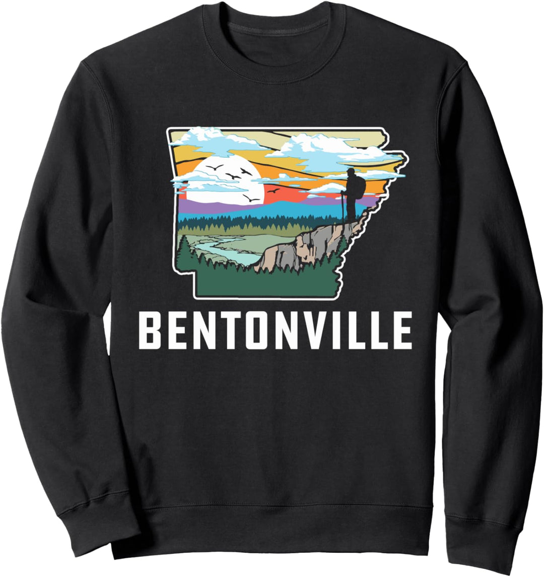 Bentonville Arkansas Outdoor & Nature Retro Illustration Sweatshirt