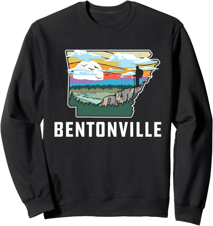 Bentonville Arkansas Outdoor & Nature Retro Illustration Sweatshirt
