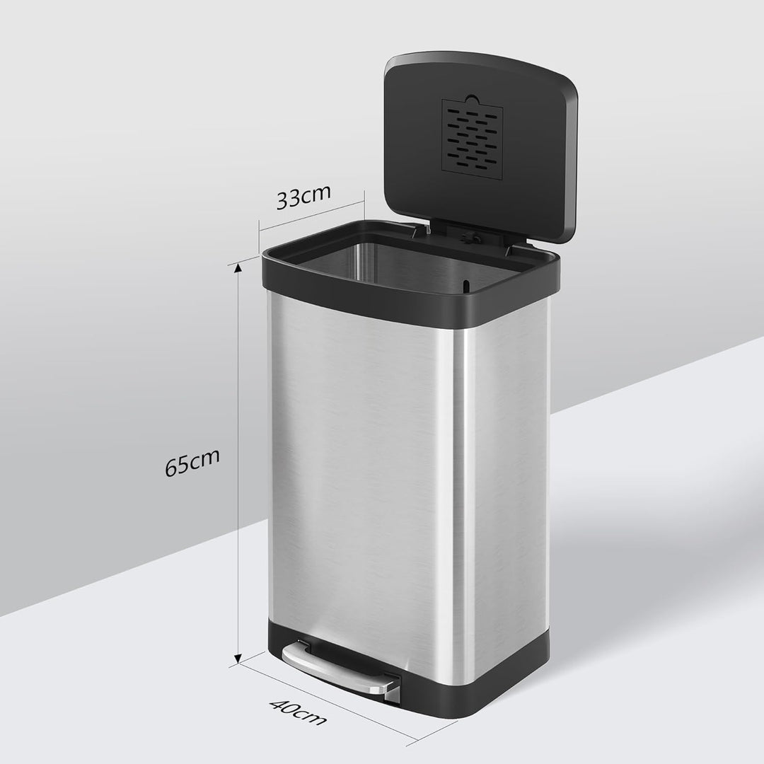 WLIVE Mülleimer Küche 55 Liter, Grosser Treteimer mit Softclose-Deckel, Klemmring für Müllsäcke, ger