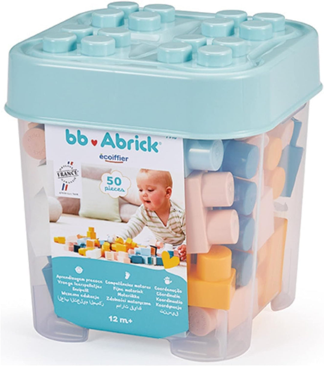 Ecoiffier Spielzeug - 7916 - Meine ersten Bausteine - BB Abrick - Lernspiel - 50 Teile - Ab 12 Monat