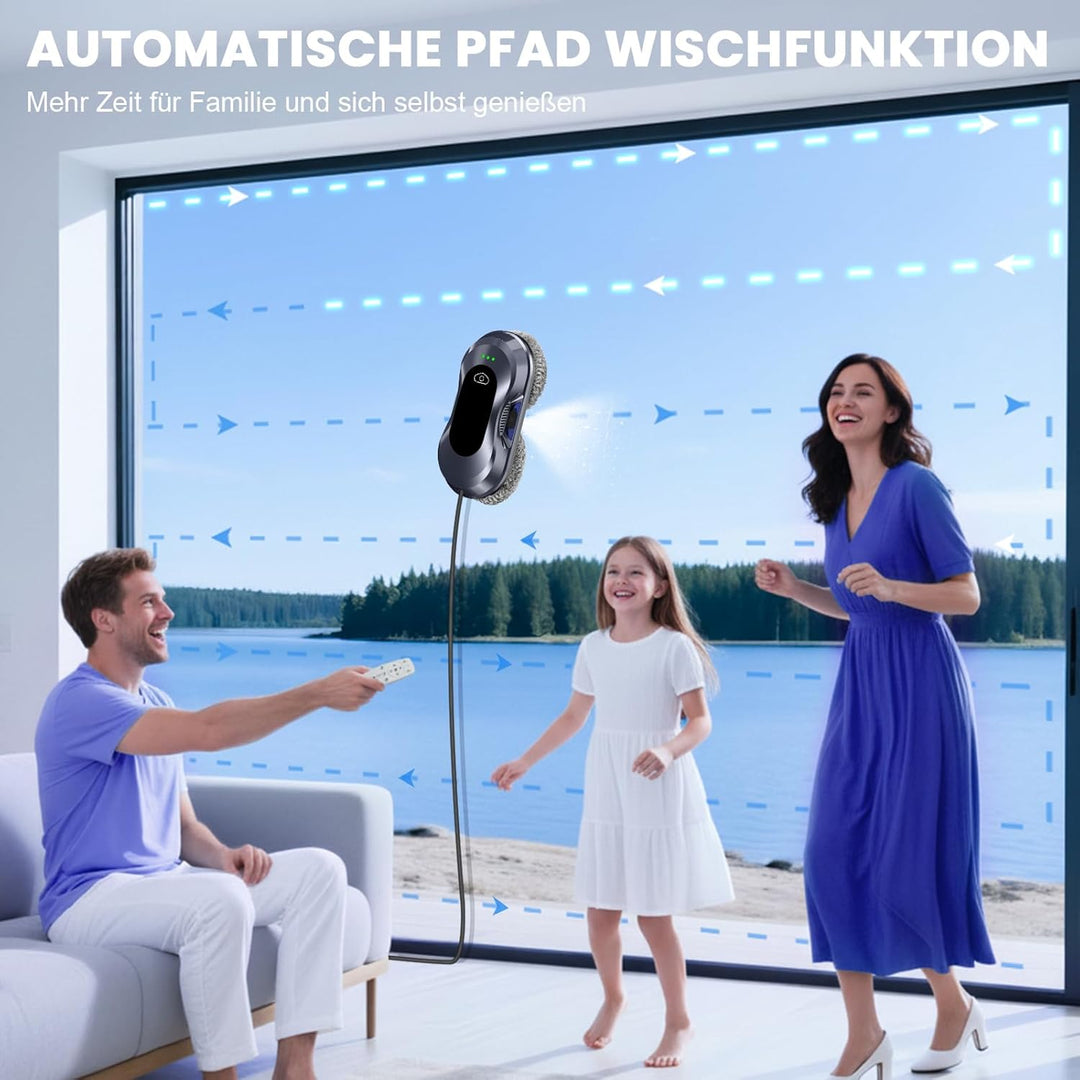 Fensterputzroboter, 6000 Pa Saugkraft Elektrischer Fensterroboter, Doppelhelix-Reinigung, Randenerke