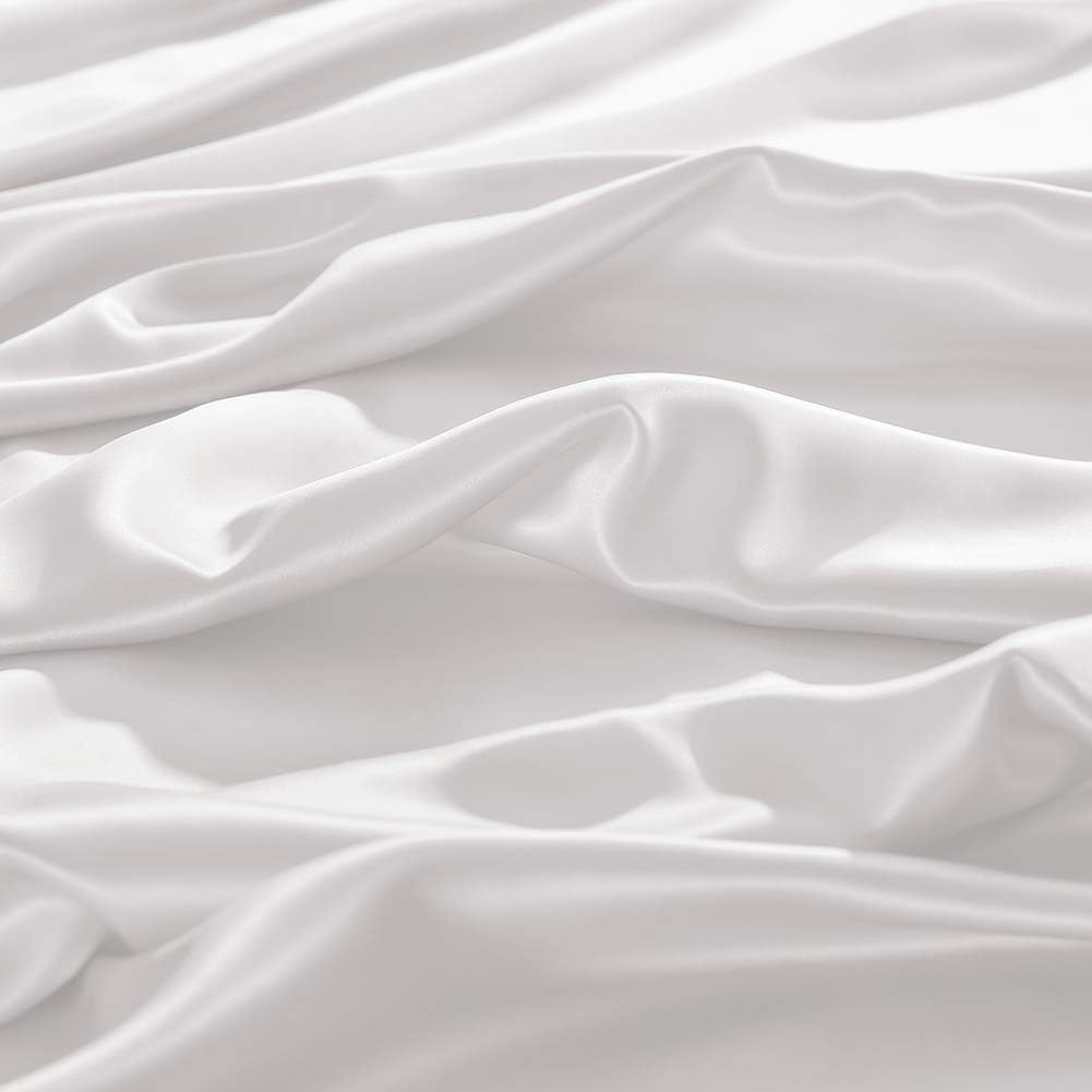 THXSILK Spannbettlaken Seide Bettlaken 140x200, Weiss Seiden Bettlaken, 100% Reine 19 Momme Maulbeer