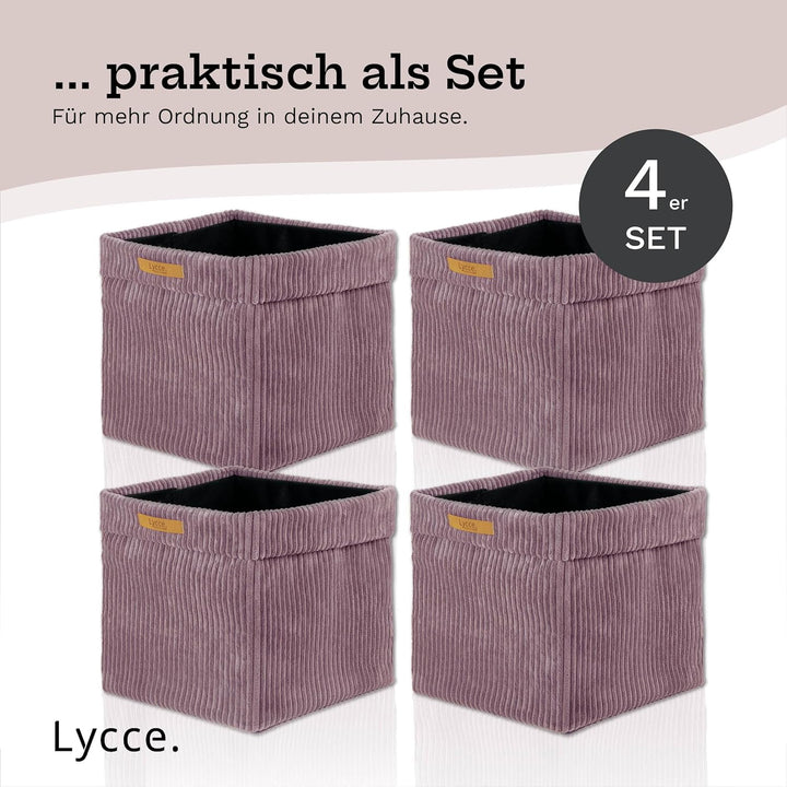 Kallax Boxen Cordstoff 4er Set | faltbare Aufbewahrungsboxen 33 x 33 x H31 cm mit abnehmbarem Cordbe