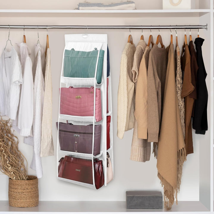 Winter Shore Handtaschen Aufbewahrung (2er-Pack) - Weisser Faltbarer Kleiderschrank Organizer Hängen