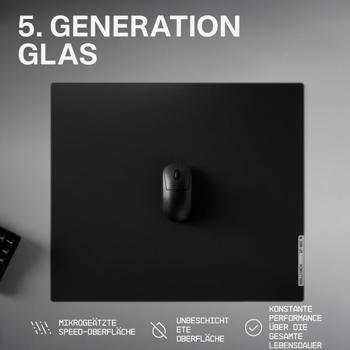 Wallhack SP-005 Glas Gaming Mauspad – Speed Surface für Esports, grosses Mauspad ultra-gleitfähiges