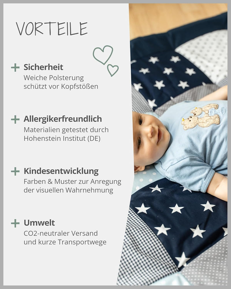 ULLENBOOM Krabbeldecke für Baby 80x80 cm, Outdoor-geeignet, 100% Oeko-TEX Materialien, Made in EU, W
