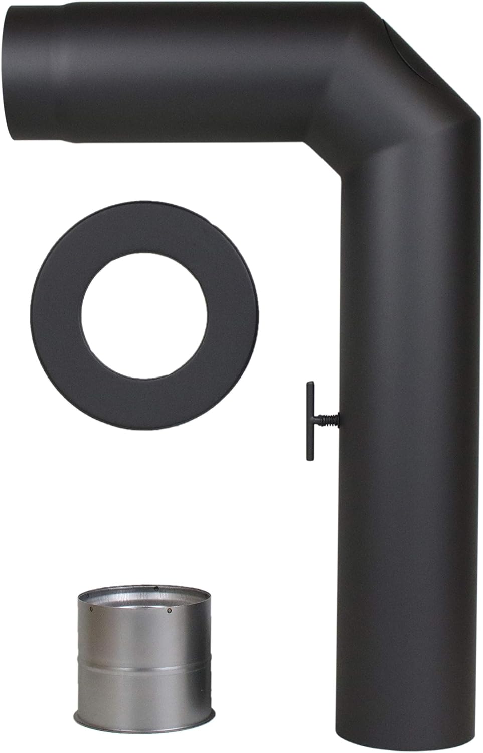 LANZZAS Ofenrohr Set 2x 45° Grad, im Durchmesser, DN Ø 150 mm, Farbe: gussgrau - weitere Rohre aus u