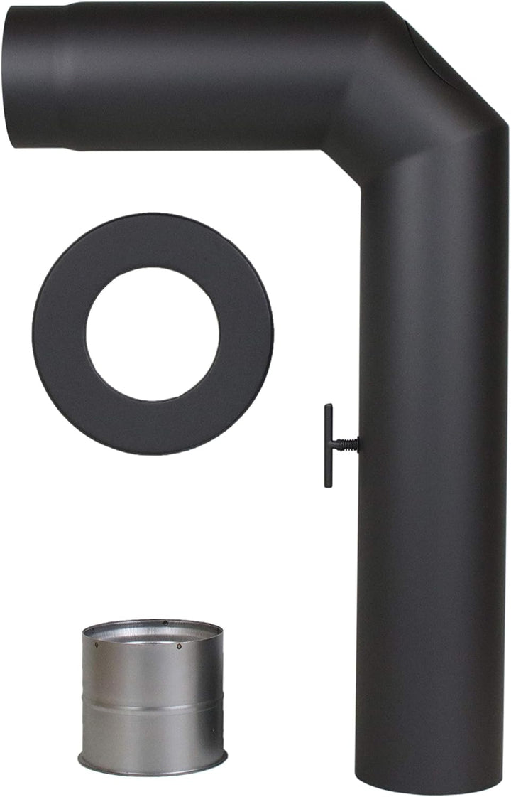 LANZZAS Ofenrohr Set 2x 45° Grad, im Durchmesser, DN Ø 150 mm, Farbe: gussgrau - weitere Rohre aus u