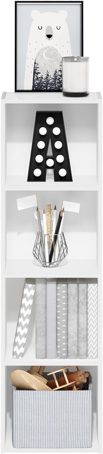 Furinno Luder Bücherregal Bücherregal Lagerregal 4-stöckig weiss Weiss 30.5(W) x 106.1(H) x 23.7(D)