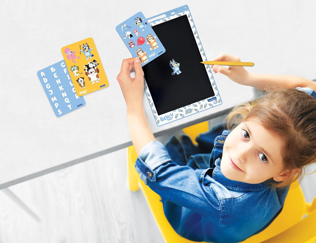 Lexibook, Multicolor E-Ink Zeichen-Tablet 28 cm mit Bluey-Schablonen, Blau, CRT10BY, Bluey
