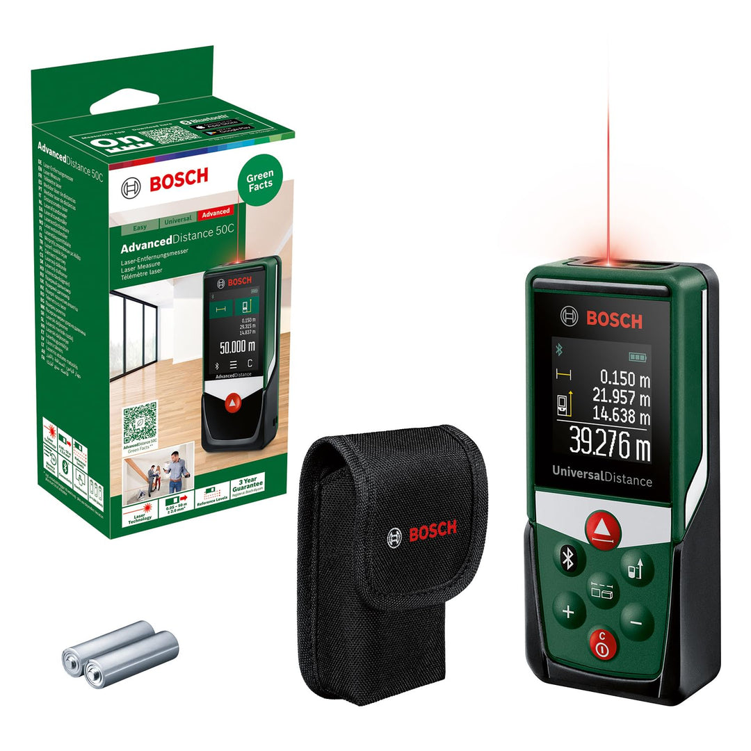 Bosch Laserentfernungsmesser UniversalDistance 50C (Distanz bis 50m präzise messen, Bluetooth-Konnek