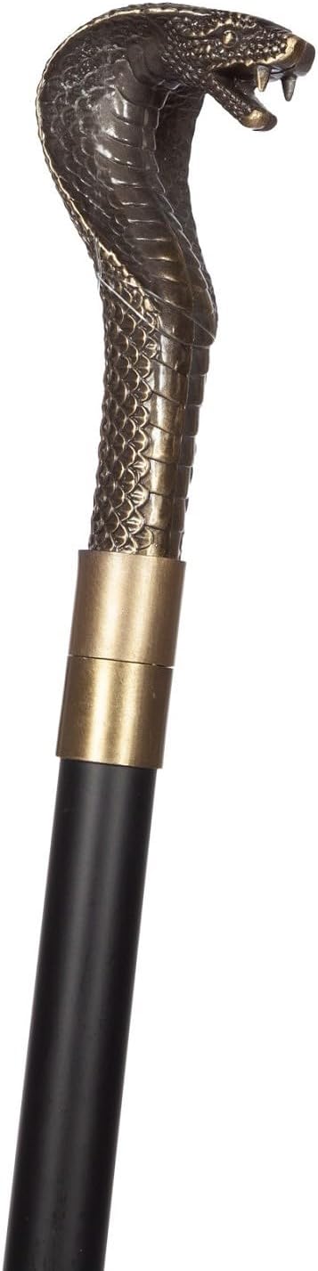 shoperama Gehstock mit Kobra-Griff aus Metall Spazierstock Schlange Gothic Steampunk Kostüm-Zubehör