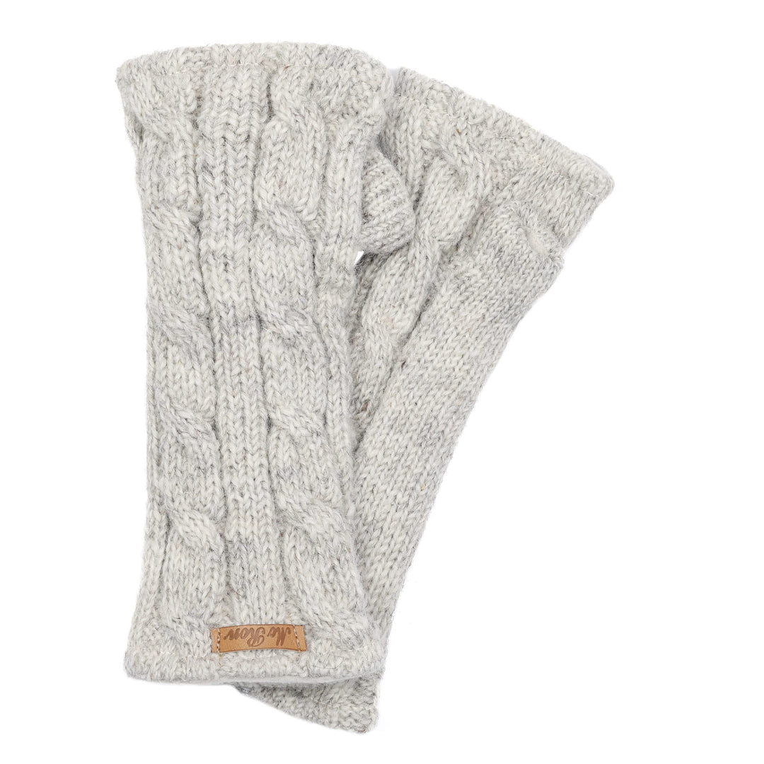 McRon Damen Gestrickte Pulswärmer Modell Emily Naturhellgrau, Naturhellgrau