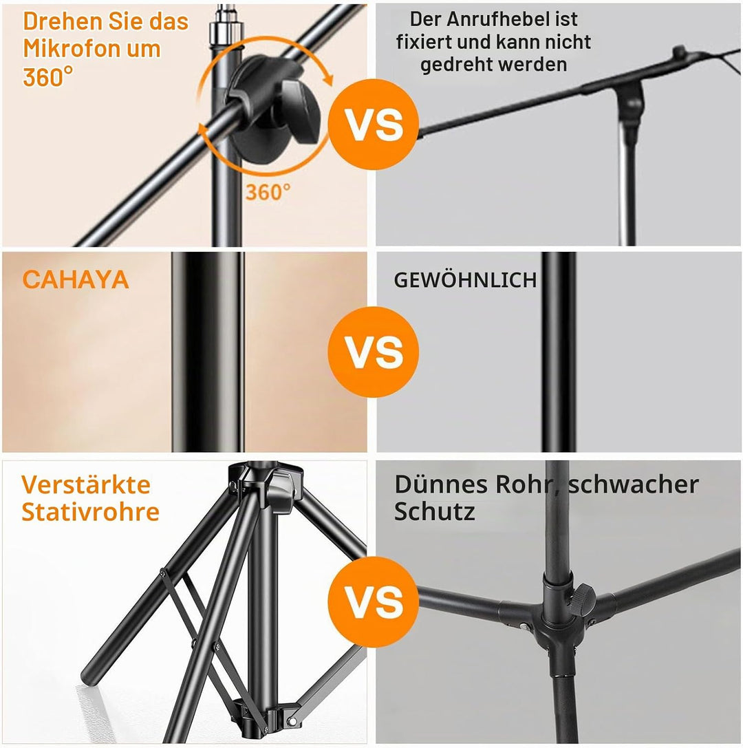 Mikrofon Ständer, Multifunktions Mikrofonständer, Tisch Mic Ständer mit 180° Verstellbarer Klammer,