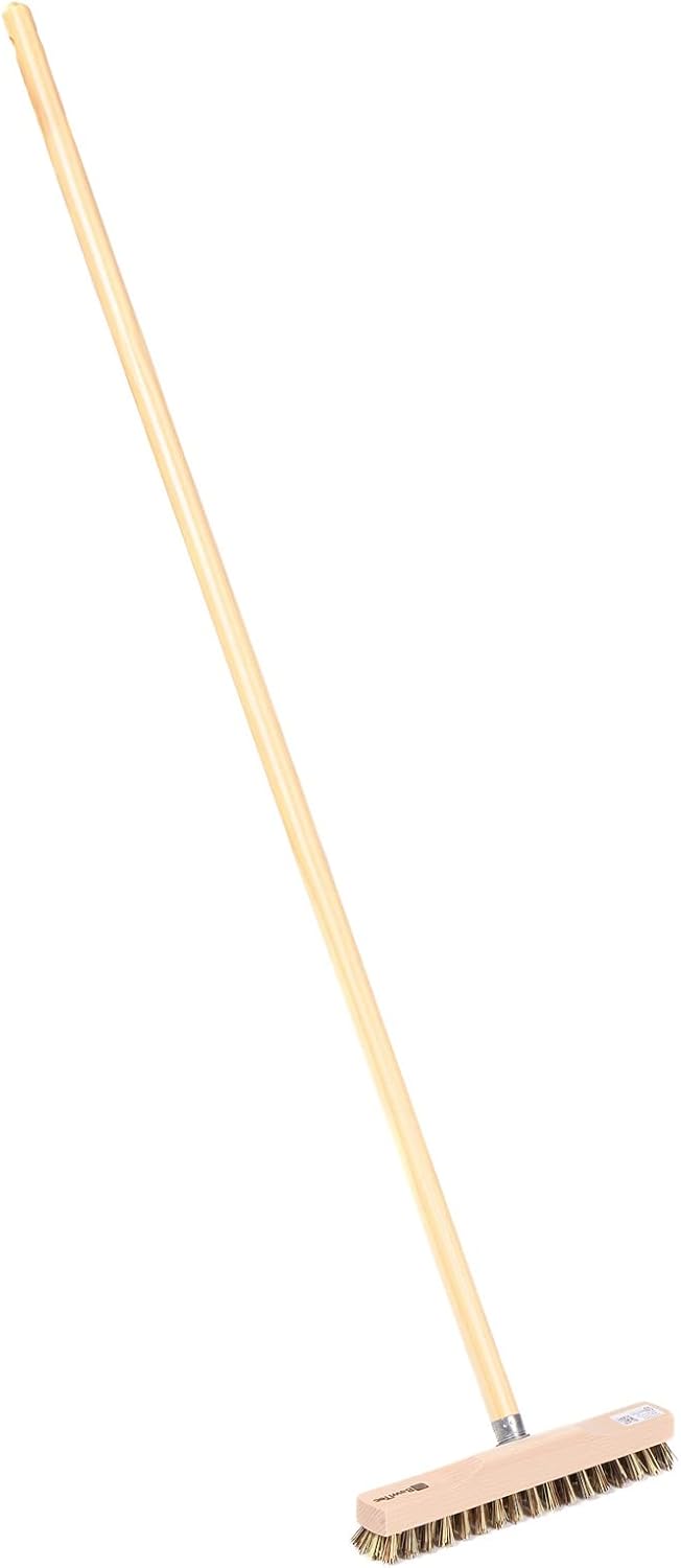 BawiTec Schrubber Rheinischer Wischer 28cm Breit mit Holzstiel 120cm Bodenschrubber mit Metallgewind
