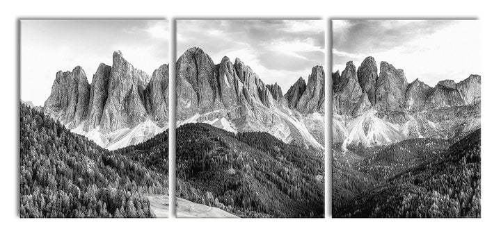 Pixxprint Bunte Waldlandschaft vor den Dolomiten, Monochrome, XXL Leinwandbild in Übergrösse 180x80m