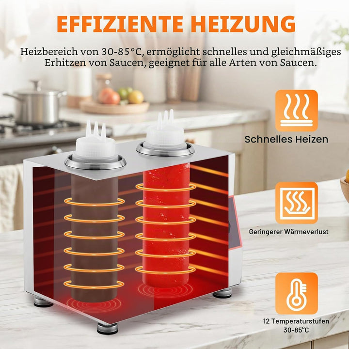 YUCHENGTECH Saucenwärmer Edelstahl Sossenwärmer Elektrisch 30~85°C Temperatur Einstellbar Sossenwärm