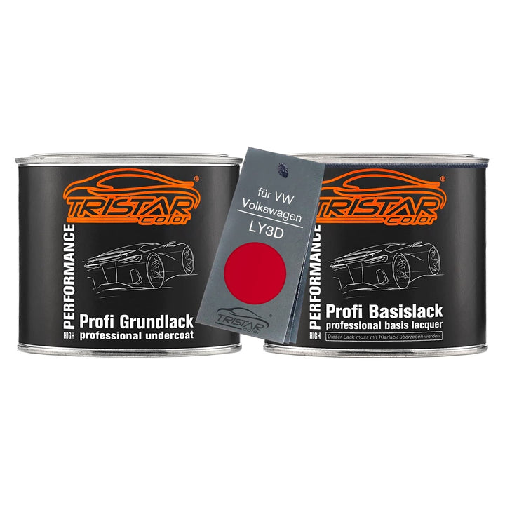 TRISTARcolor Autolack Set Dose spritzfertig für VW/Volkswagen LY3D Tornadorot Grundlack + Basislack