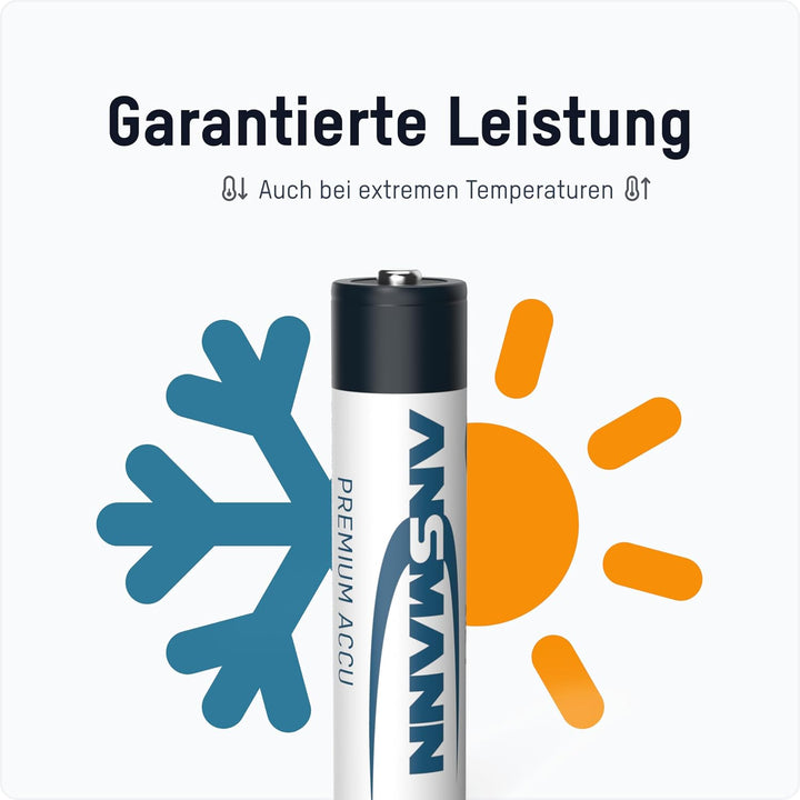 ANSMANN Akku AAA Micro 800mAh 1,2V NiMH 16 Stück für Geräte mit hohem Stromverbrauch - Wiederaufladb