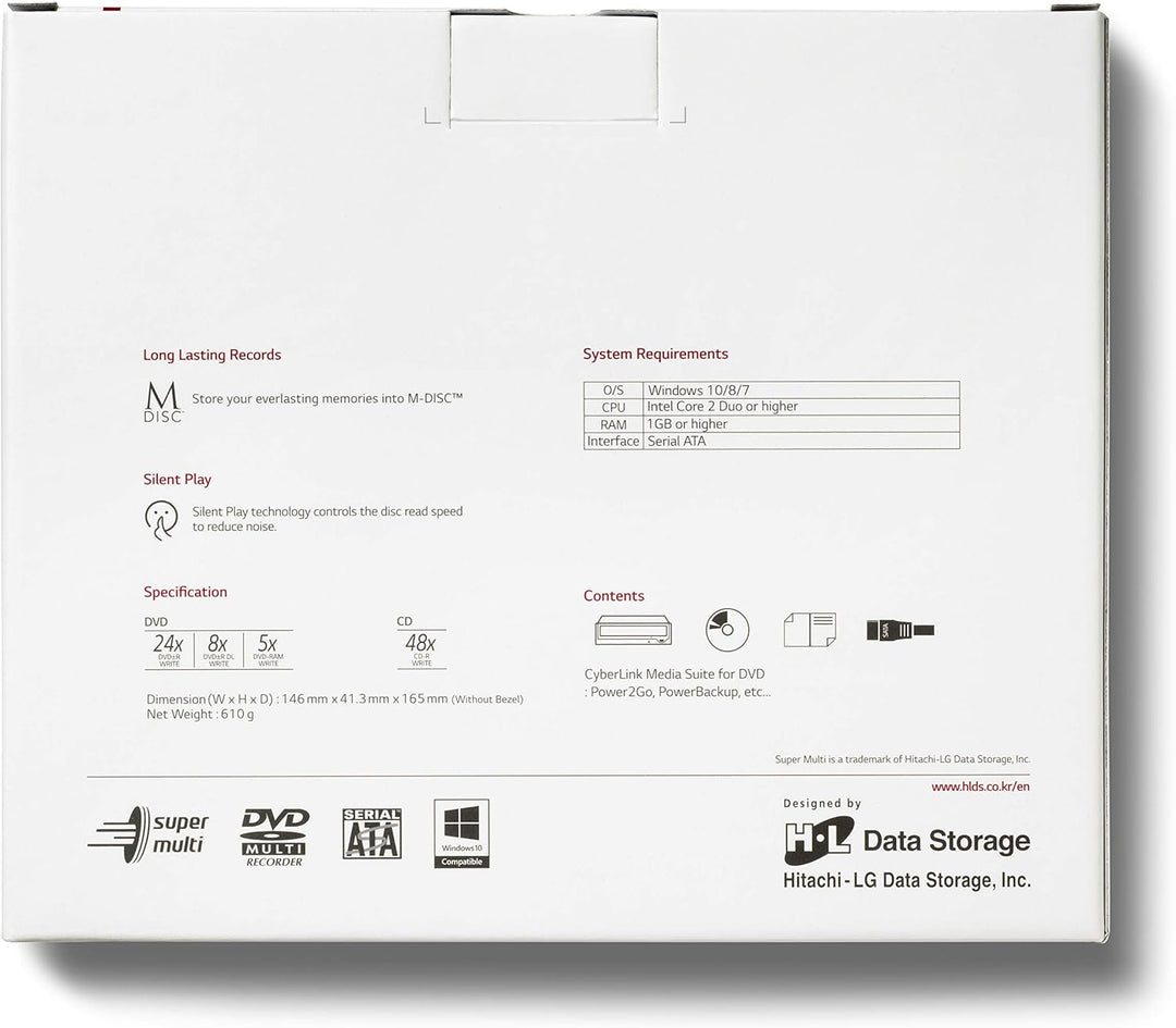 Hitachi-LG GH24 Internal DVD Drive, DVD-RW CD-RW ROM Rewriter for Laptop/Desktop PC, Windows 10 Comp