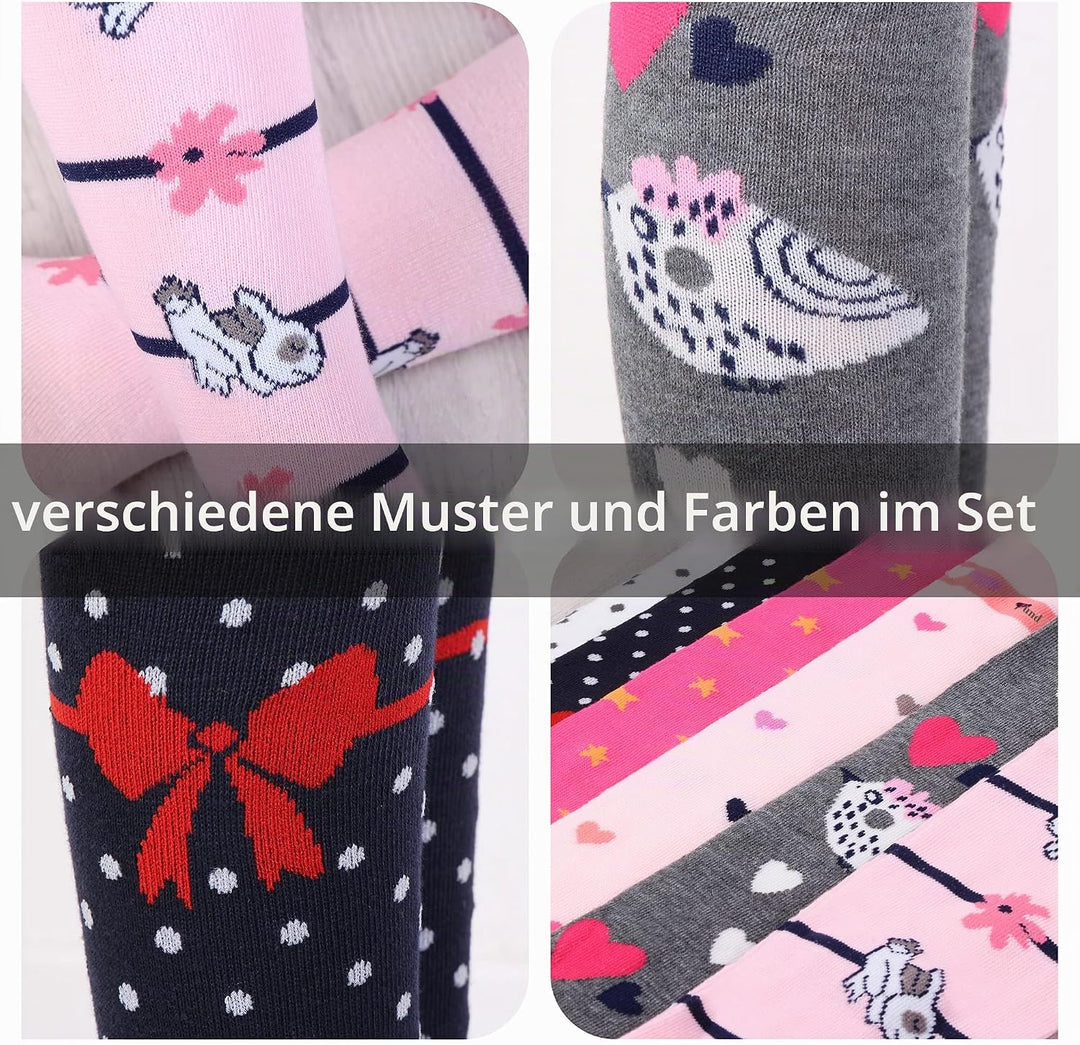 L&amp;K-II 6er Pack Kinder Strumpfhose Mädchen Strumpfhose für Mädchen mit Einhorn Mustern und Farben in
