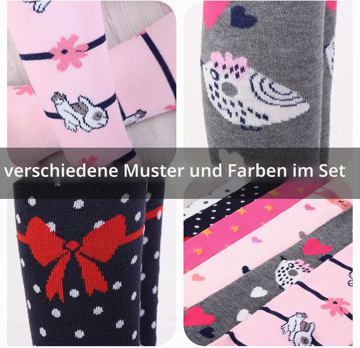 L&amp;K-II 6er Pack Kinder Strumpfhose Mädchen Strumpfhose für Mädchen mit Einhorn Mustern und Farben in