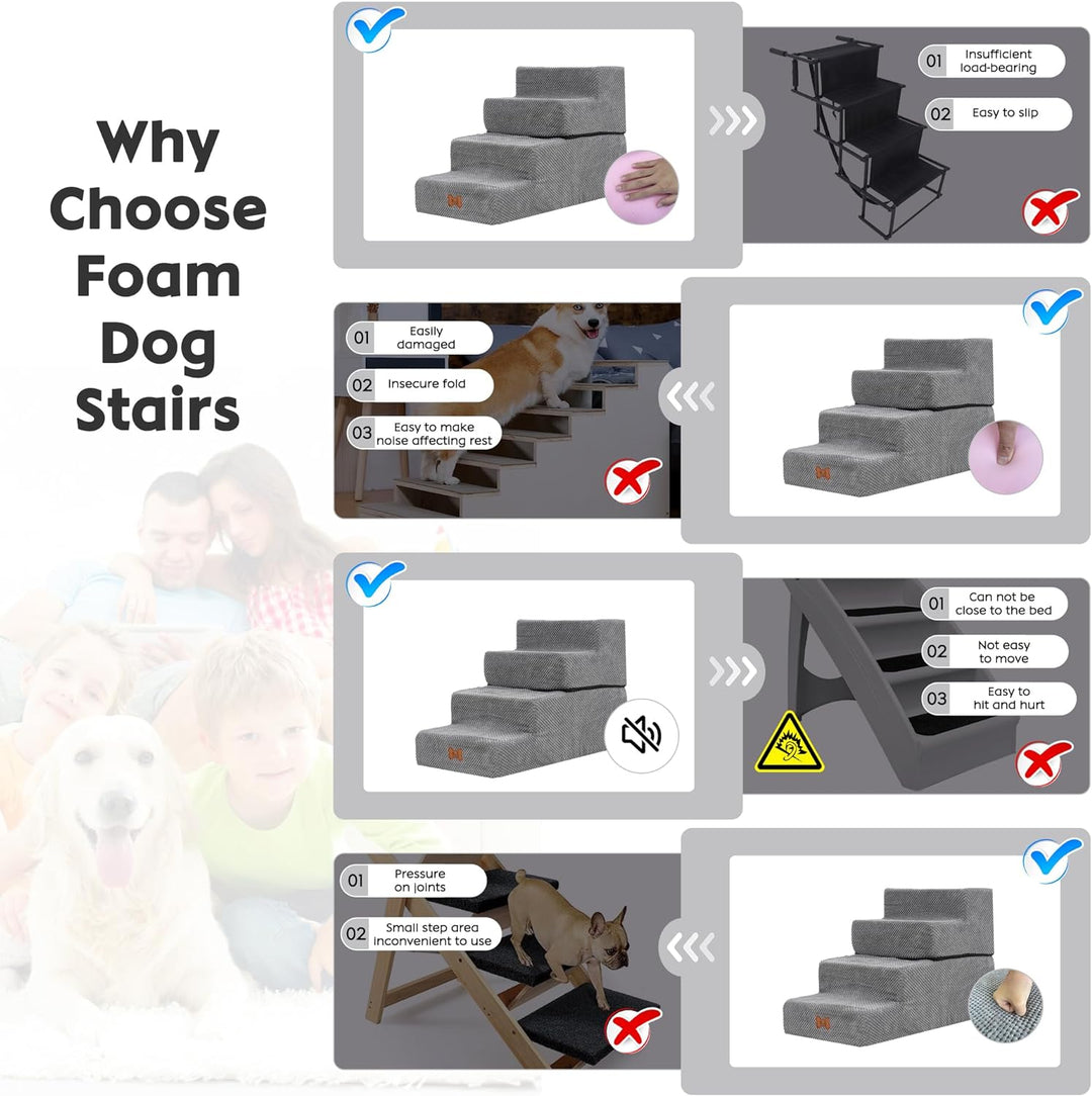 Hundetreppe für Kleine Hunde 4 Stufen, 44cm Hoch Abnehmbare Waschbar Hundetreppe, sanft abfallende H
