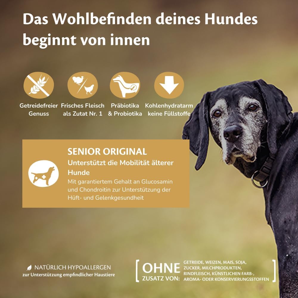 Wellness CORE Senior Original, Hundefutter trocken für alternde Hunde ab 7 Jahren, getreidefrei, mit