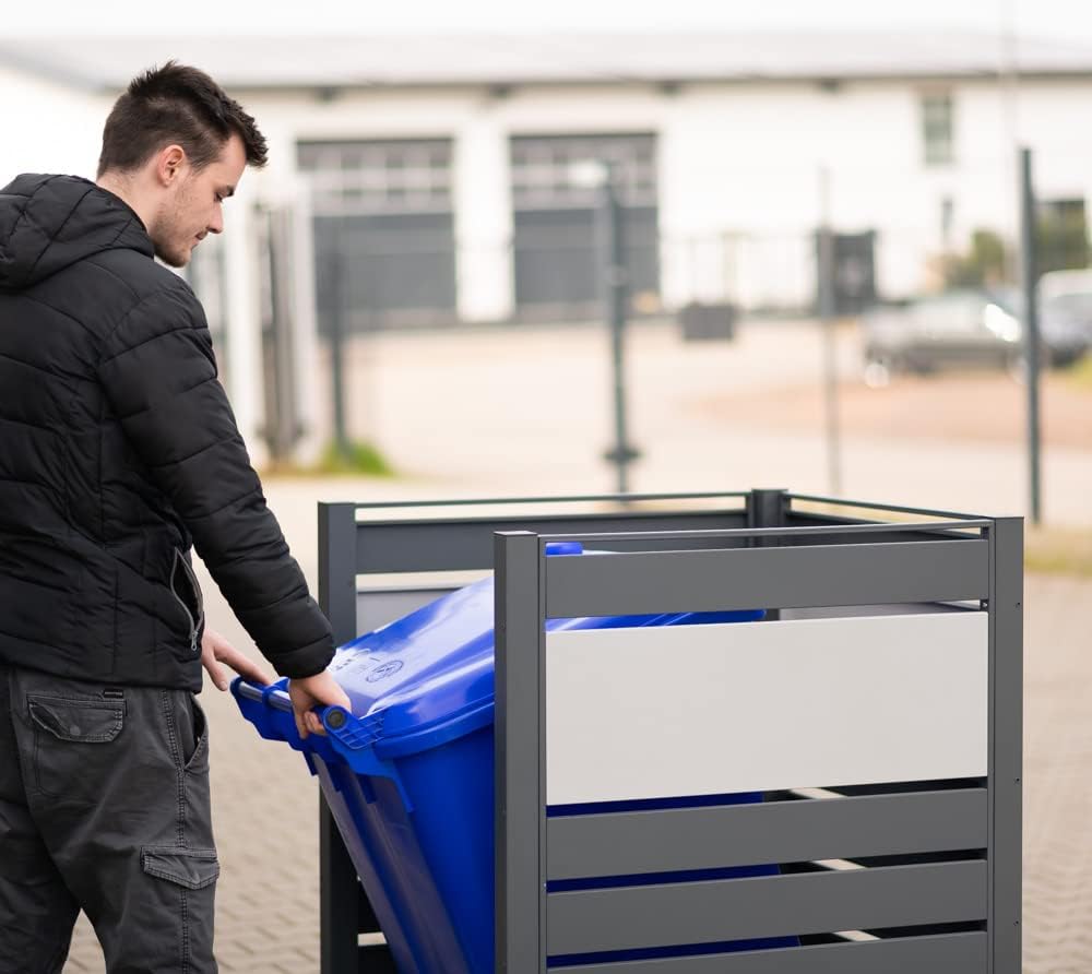 WESTMANN 1er Mülltonnenverkleidung Planum | Metall 80x80x120 cm Grau/Hellgrau | Mülltonnen Sichtschu