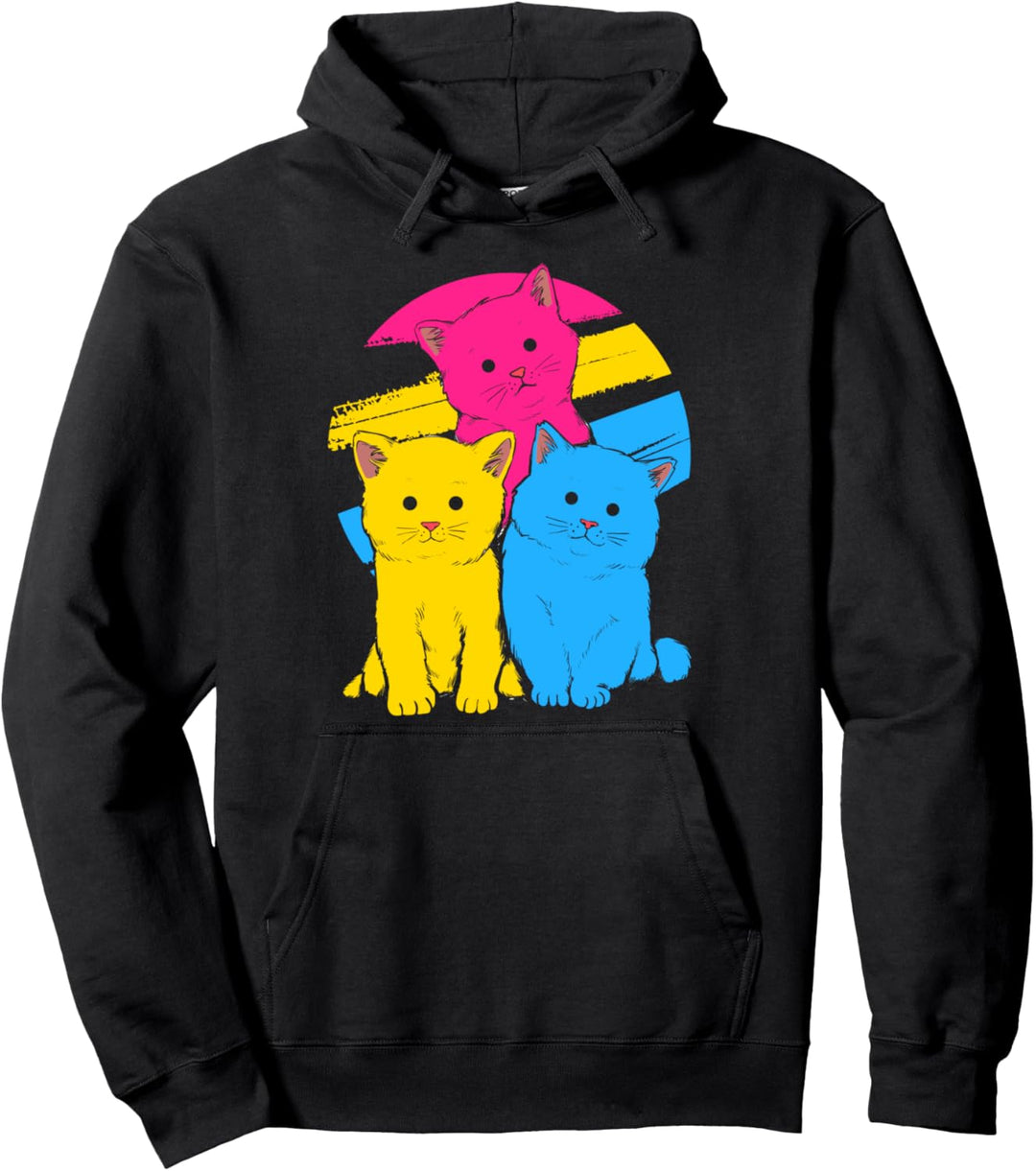 LGBTQ Pan Flagge Queer Geschenk Süsses Katze Pansexuell Pullover Hoodie