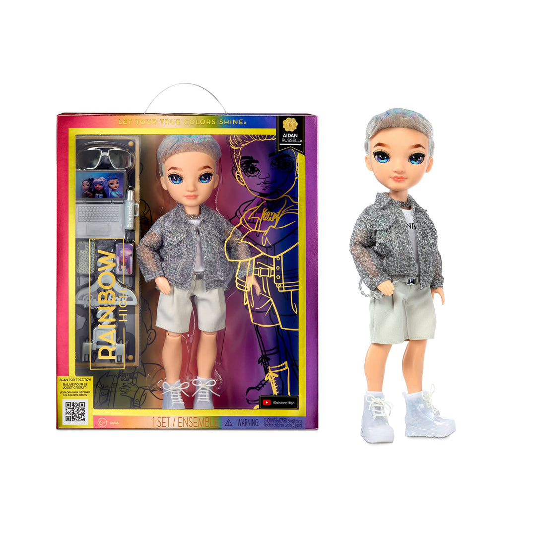 Rainbow High Modepuppe – Aidan Russel - Lila Junge Puppe – Modisches Outfit & 10+ Bunte Spiel-Access