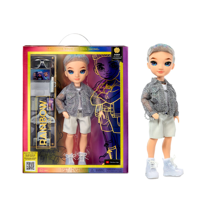 Rainbow High Modepuppe – Aidan Russel - Lila Junge Puppe – Modisches Outfit & 10+ Bunte Spiel-Access