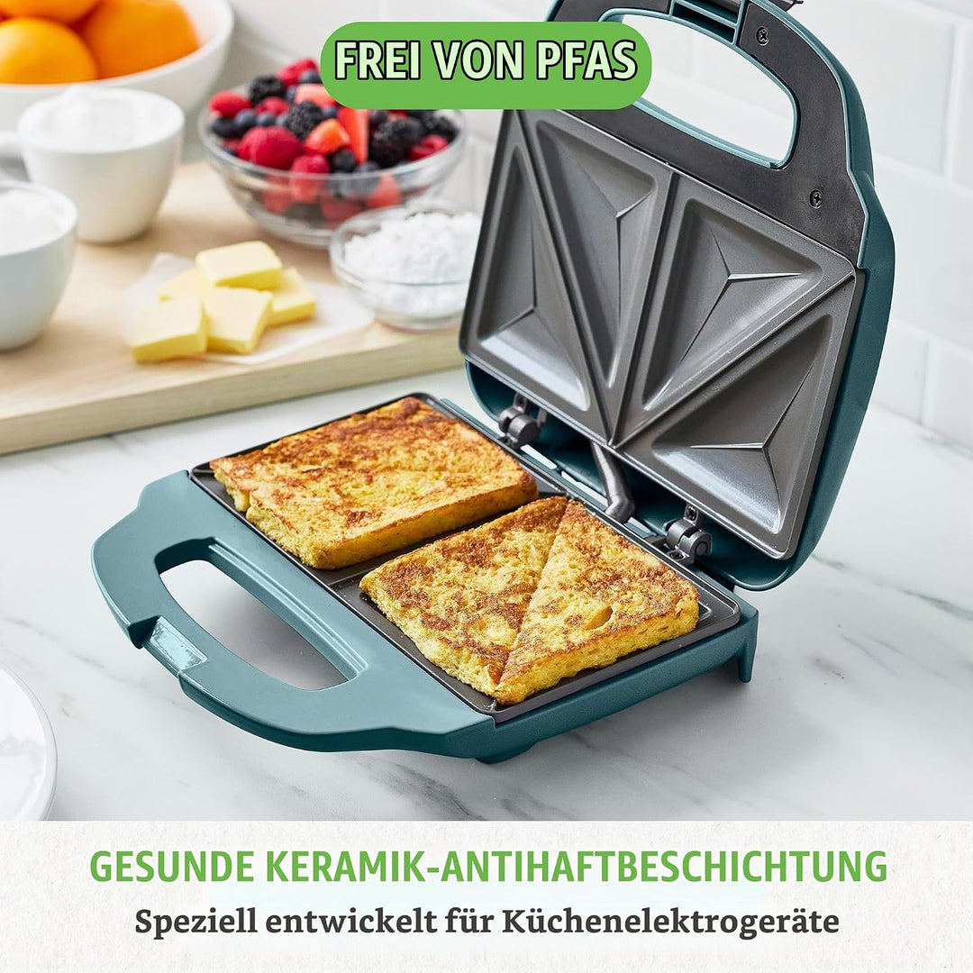 GreenChef Electric Sandwichmaker, PFAS-freie Gesunde Keramik-Antihaft, Panini, Sandwichtoasts, Grill